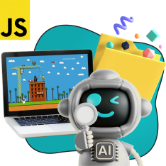 Язык программирования JavaScript + AI. Проектное обучение + геймификация + AI-помощники - КИБЕРшкола программирования для детей, компьютерные курсы для школьников, начинающих и подростков - KIBERone г. Алушта